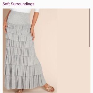 Soft Surroundings Light Gray Ruffled Maxi Skirt